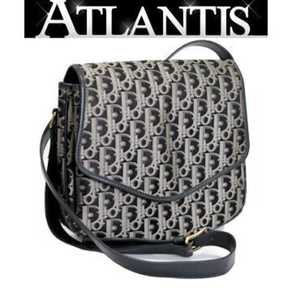 Christian Dior Trotter Shoulder Bag Canvas Black